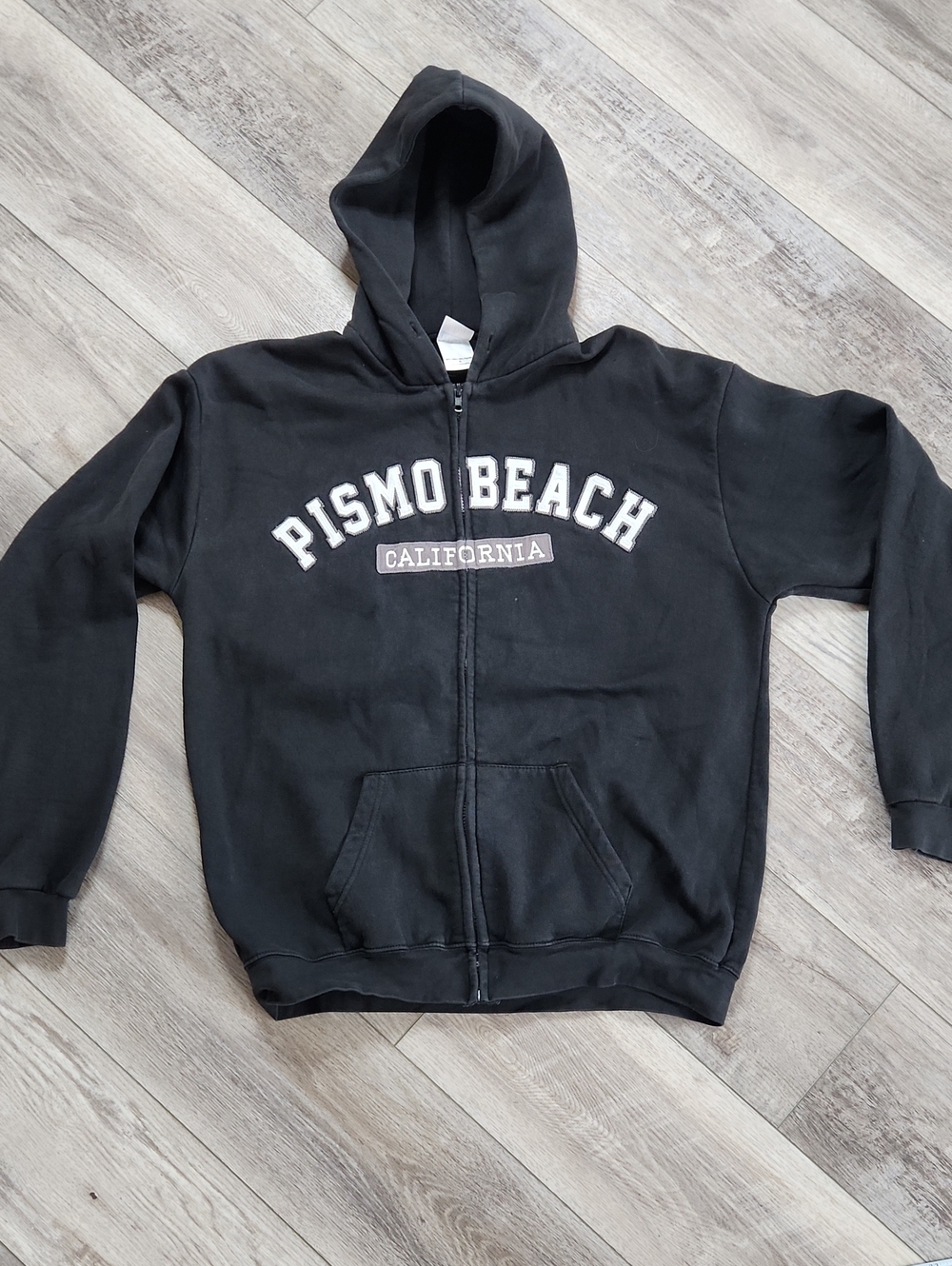Pismo Beach California Men's Black Zip-Up Hoodie
